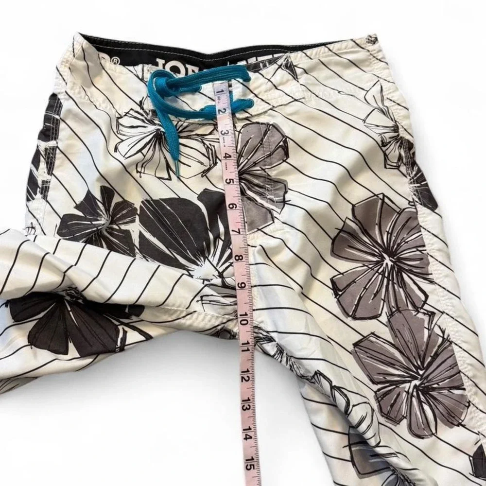Vintage Joe Boxer Black‎ & White Floral Swim Trunks